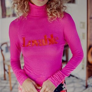 Daydream Nation Dolls Kill Lovable Long Sleeve Tee In Kiss Kiss Pink. NWT! Sz S